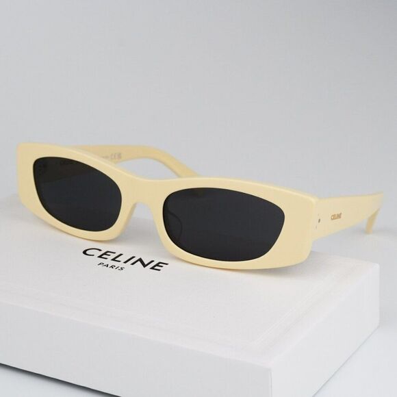 NEW Celine CL40245U 39A Solid Butter Beige Smoke Geometric Unisex Sunglasses - Picture 1 of 11